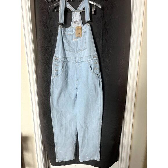 Levi's Women's Vintage Overalls Blue light Wash Stone Shadow Design SZ L: NWT - Picture 6 of 16